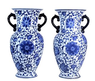 Chinese Bombay Blue & White Porcelain Vases