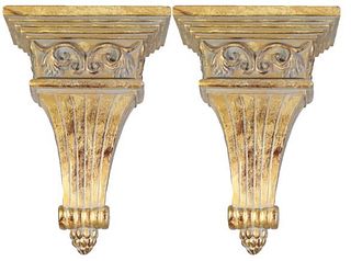 Pair of Carved Wooden Gilt Sconces