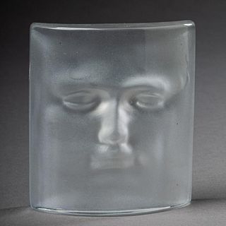 Daum Crystal Face Paperweight.