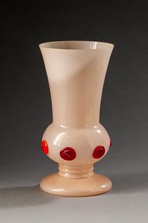 Pink and Red Art Glass Vase.