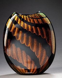 Dan Bergsma Gold and Black Vase.