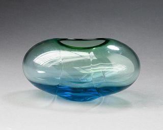 Green Oval Glass Vase.