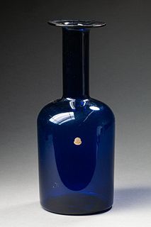 Holmegaard Kastrup Otto Brauer Blue Floor Vase.