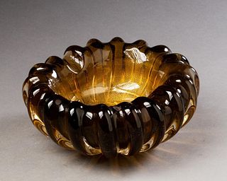 Barovier & Toso Ribbed Art Glass Bowl.