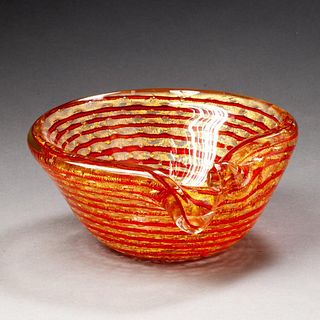 Murano Glass Bowl With Gold Flecks.