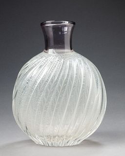Murano Glass Spiral Ribbed Vase