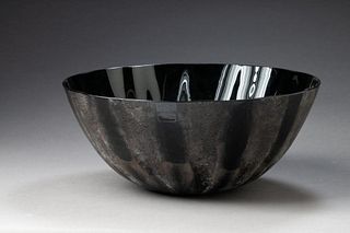 Alfredo Barbini for Oggetti Large Murano Glass Bowl.