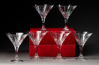 Six Cut Crystal Martini Glasses.