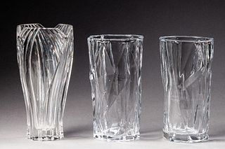 Three Cut Crystal Vases.