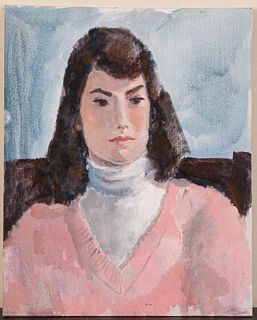 Elsie Streever Batzell. Portrait of a Woman in Pink Sweater.