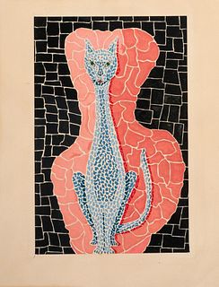 Mid Century Siamese Cat Illustration.