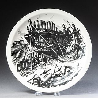 Wedgewood Shipbuilding Plate by Clare Leighton.