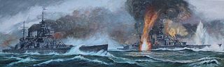 Brian Sanders (B. 1937) "Sinking of HMS Hood"