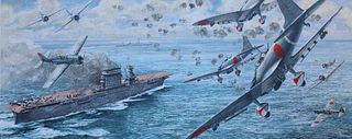 Brian Sanders (B. 1937) "Battle of the Coral Sea"