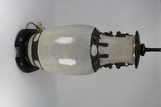 Qing, Chinese Crackleware Urn Form Lamp