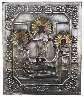 Exhibited 19th C. Russian Icon, Kosmas and Damian