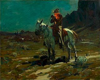 Frank Tenney Johnson (1874-1939), Night Time in Wyoming
