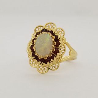 10K Gold Opal & Ruby Ring