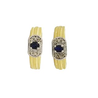 10K Gold Sapphire & Diamond Earrings