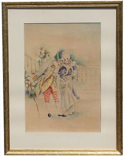 English School, 19th C. Watercolor. Signed