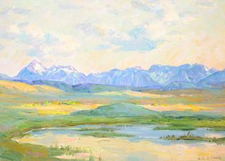 Joseph H. Sharp (1859-1953), Blackfeet Water Hole – Glacier Park (1901)