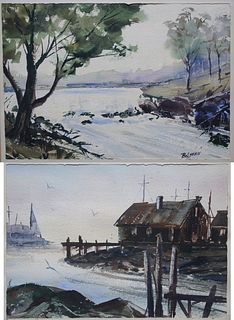(2) Wally Bilyeau (American, 20th C) Watercolors