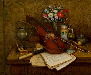 Charles A. Meurer (1865-1955), Still Life with Violin (1943)