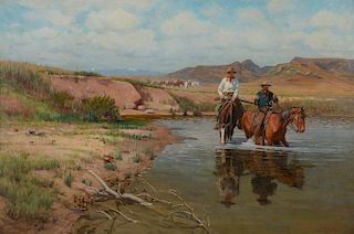 Richard Lorenz (1858-1915), Fording the Bighorn (1901)