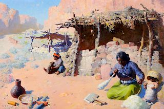 William R. Leigh (1866-1955), Navahos at Home (1949)