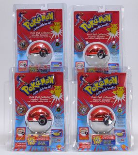 4 Toy Biz Pokemon 1st Ed. Poke Ball Marble Shooter