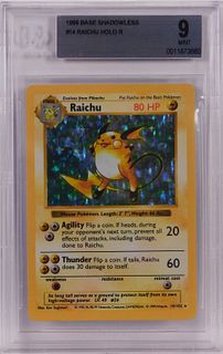 1999 Pokemon Base Shadowless Raichu BGS 9 Card