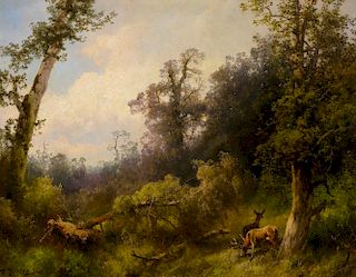 Hermann Herzog (1832-1932), Deer in the Forest