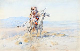 Charles M. Russell (1864-1926), Indian on Horseback – Warrior (1899)