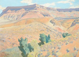 Maynard Dixon (1875-1946), Ditch Line and Mesa, Toquerville (1933)