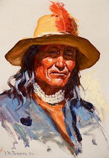 Joseph H. Sharp (1859-1953), Mourning Eagle, Blackfeet Chief, Montana (1904)