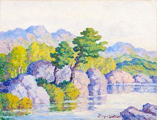 Birger Sandzén (1871-1954), Willows and Cottonwoods