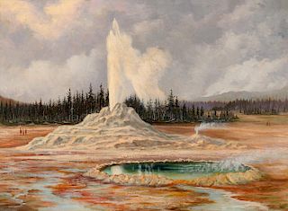 Grafton Tyler Brown (1841-1918), Castle Geyser and Well, Yellowstone (1887)