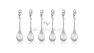 Set of Six Vintage Georg Jensen Sterling Silver Blossom Demitasse/Espresso Spoons