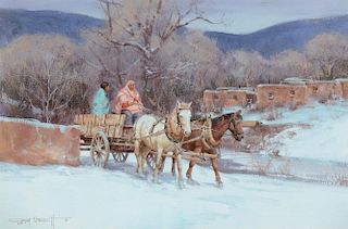 Gary Niblett (b. 1943), Taos Supply Wagon