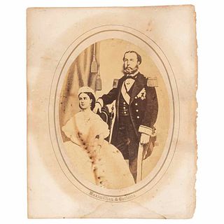 Maximilian and Carlotta. Ca. 1864. Oval albumen photograph, 7 x 5" (18 x 13 cm), on cardboard.