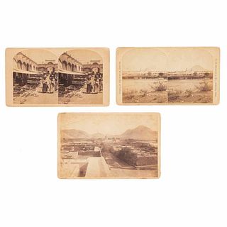 Jackson, William Henry. Views of the city of Chihuahua. Denver, Colorado, 1880. Cabinet photograph and two stereotopic photographs.