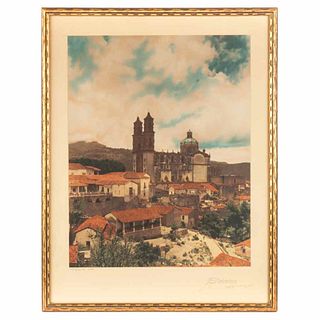 Brehme, Hugo. View of Taxco. Mexico, 1920. Color photograph, 13.3 x 10.4" (34 x 26.5 cm), on cardboard; signed