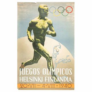 Sysimetsä, Ilmari. Poster XII. Juegos Olímpicos. Helsinki, Finland 1940. Helsinki, 1940. 1 h. 38 x 24.8" (97 x 63 cm).