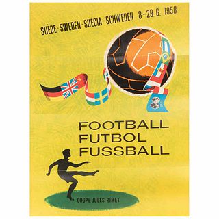 Poster of the soccer world cup, Sweden 1958. Sweden: Ervaco-Reklam Dahlbergs Offset, 1958. 26.3 x 19.6" (67 x 50 cm).