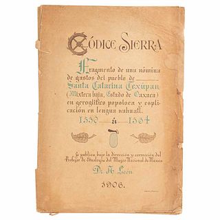 León, Nicolas. Códice Sierra, Fragment of a document recording expenses from Santa Catarina... México, 1906.