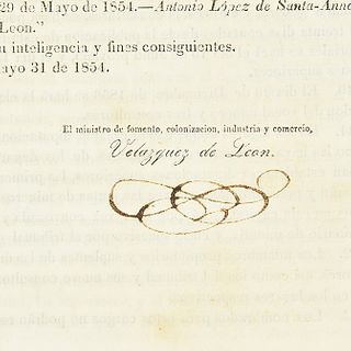López de Santa Anna, Antonio. Ley para el Arreglo en lo Judicial, Gubernativo y Administrativo, de los Negocios... Méx, 1854. 7 p.