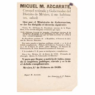 Zuloaga, Félix. Designación de Miguel Miramón como Presidente de la República Mexicana.  México, 1859. 1 p.
