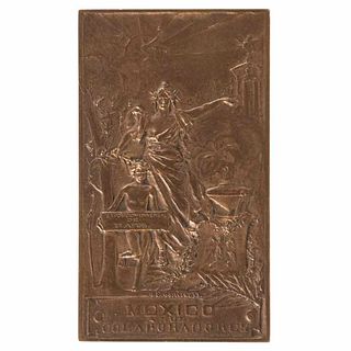 Contreras, J. F. Medalla de la Exposición Universal de París. París, 1900. Bronze plaque, 3.5 x 2" (9 x 5.3 cm).