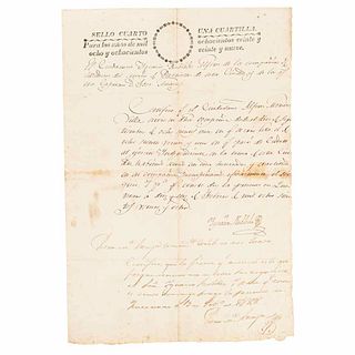 Anaya, Pedro María. (17th President, April 2nd - May 20th, 1847). Handwritten letter.