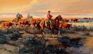 Howard Rogers (b. 1932), Collecting the Herd